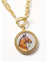Women's Western Muse Horse Cameo Necklace