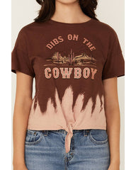Women's Dibs On The Cowboy Tie Dye Short Sleeve Graphic Tee