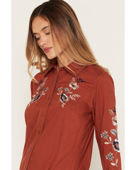 Women's Linden Floral Embroidered Long Sleeve Pearl Snap Western Shirt