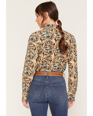 Women's Cutler Horse Print Long Sleeve Relaxed Flannel Shirt