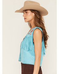 Women's Faux Suede Fringe Vest
