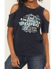 Women's All American Rodeo Cold Shoulder Short Sleeve Graphic Tee