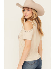 Women's Cold Shoulder Steerhead Graphic Tee