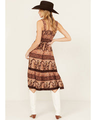 Women's Challis Printed Midi Dress