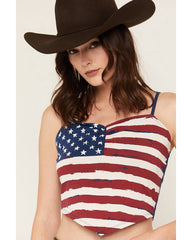 Women's Stars And Stripes Sleeveless Cropped Tank Top