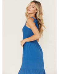 Women's Solid Sleeveless Midi Dress