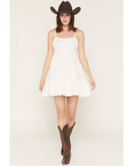 Women's Tiered Tie-Back Mini Dress