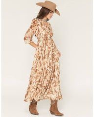Women's Horse Print Chiffon Maxi Dress