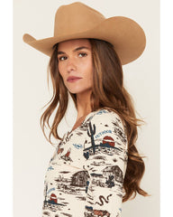 Women's Hillsdale Printed Long Sleeve Henley Thermal Top
