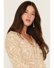 Women's Preece Paisley Print Long Sleeve Peasant Top