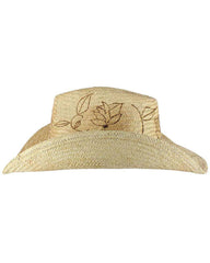 Women's Floral Branded Straw Cowboy Hat