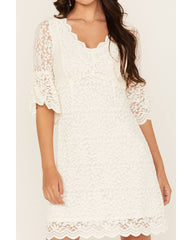 Women's Lace Bell Sleeve Mini Dress