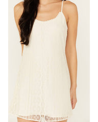 Women's Nylon Lace Mini Slip Dress