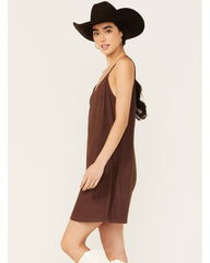 Women's Faux Suede Sleeveless Mini Dress