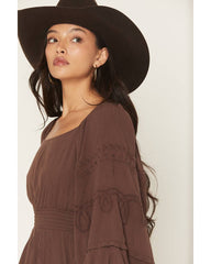 Women's Highlands Bell Sleeve Embroidered Mini Dress