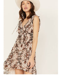 Women's Printed Chiffon High-Low Dress
