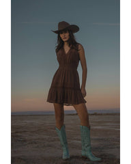 Women's Embroidered Smocked Waist Mini Dress
