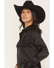 Women's Roberta Long Sleeve Fringe Satin Button-Down Western Shirt