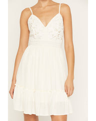 Women's Lace Sleeveless Tie-Back Mini Dress