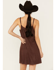 Women's Faux Suede Sleeveless Mini Dress