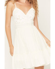 Women's Lace Sleeveless Tie-Back Mini Dress