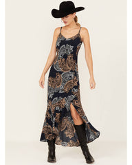 Women's Printed Ruffle Flounce Maxi Dress