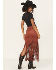 Women's Faux Suede Fringe Mini Skirt