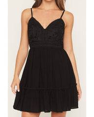 Women's Lace Sleeveless Tie-Back Mini Dress