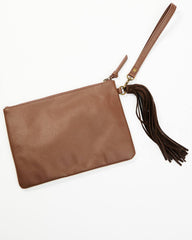 Women's Tegan Seed Beaded Cowhide Wristlet Clutch