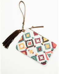 Women's Seraphina Southwestern Print Seed Beed Clutch