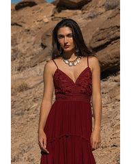 Women's Aerie Crochet Front High-Low Midi Dress