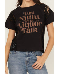 Women's Last Night Lace Short Sleeve Cropped Graphic Tee
