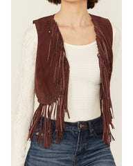 Women's Short Fringe and Eyelet Suede Vest