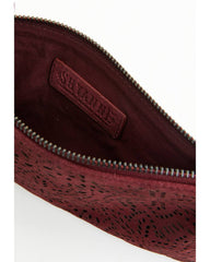 Women's Avenly Floral Perforated Suede Wristlet Clutch