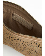Women's Avenly Floral Perforated Suede Wristlet Clutch