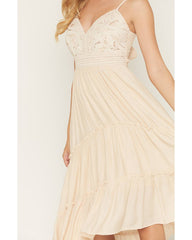 Women's Aerie Crochet Front High-Low Midi Dress