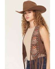 Women's Simpson Embellished Fringe Faux Suede Vest