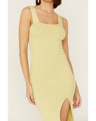 Women's Ribbed Sweater Knit Midi Bodycon Dress
