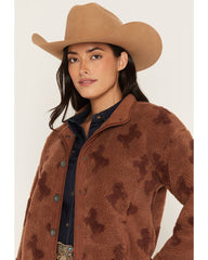 Women's Carla Horse Print Sherpa Snap Jacket