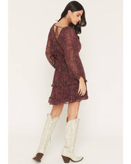Women's Glenwood Floral Print Long Sleeve Chiffon Mini Dress