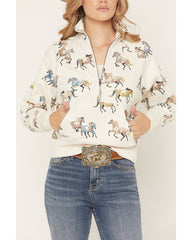 Women's Horse Print 1/2 Zip Fleece Pullover