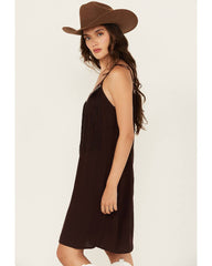 Women's Embroidered Fringe Sleeveless Mini Dress