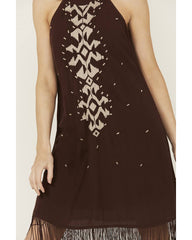 Women's Embroidered Fringe Midi Dress