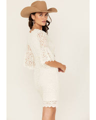 Women's Lace Bell Sleeve Mini Dress