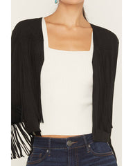 Women's Fringe Faux Suede Cropped Jacket