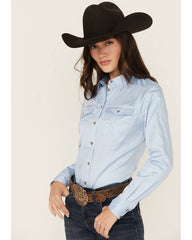 Women's Solid Long Sleeve Button-Down Stretch Riding Shirt