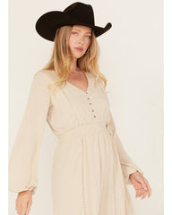 Women's Lace Long Sleeve Button-Down Mini Dress
