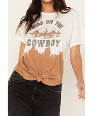 Women's Dip Dye Graphic Tie Front Tee