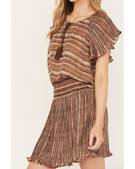 Women's Smocked Waist Printed Mini Dress