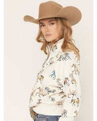 Women's Horse Print 1/2 Zip Fleece Pullover